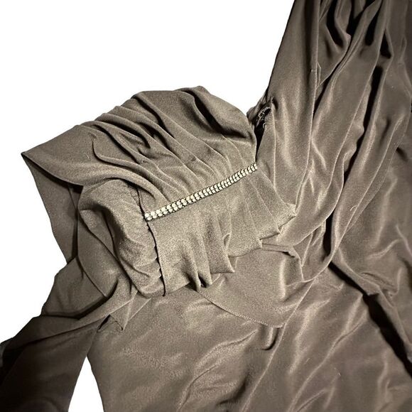 Vintage 80s Ricki Lang Draping Neck and Back Black Dress - Picture 10 of 12